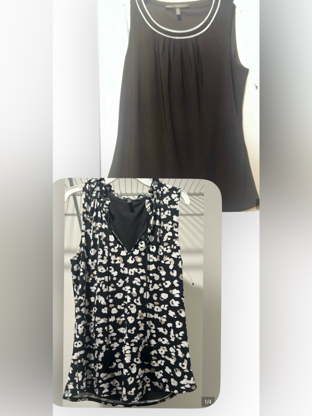 White House Black Market BUNDLE Sleeveless V-Neck Tops, Black,white, Tan, Small